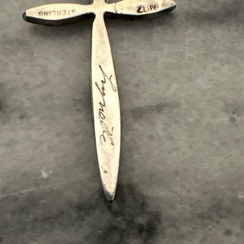 Zuni handmade & signed by artist 925 sterling silver Cross Pendant - Picture 14 of 16